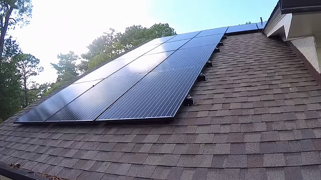 Monocrystalline solar panels on the roof