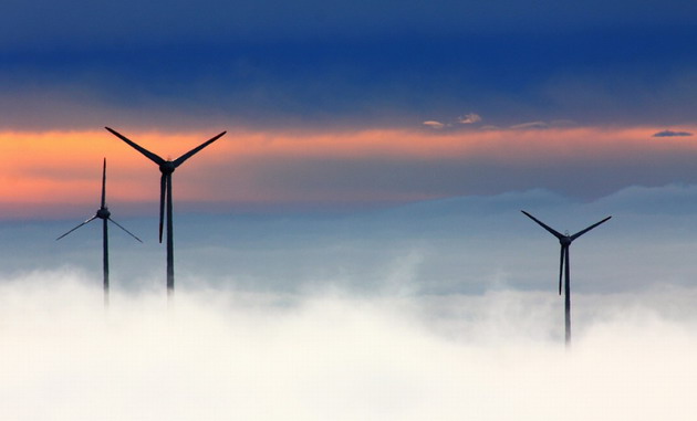 Wind turbines in the sky
