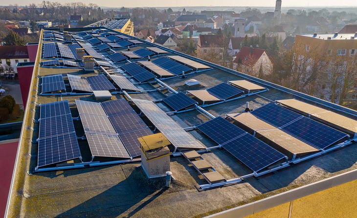 solar panels on the roof of a building