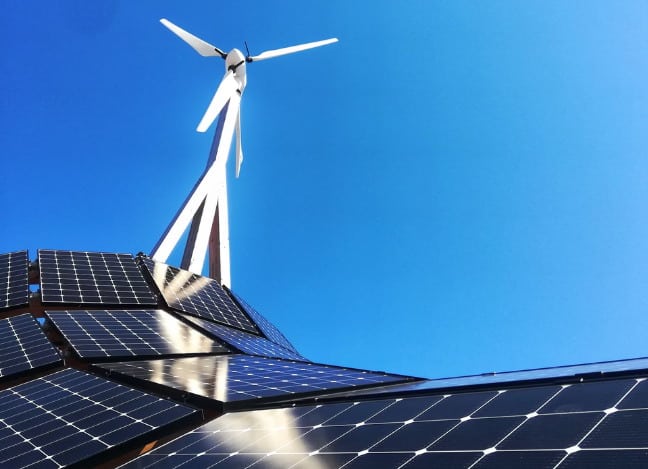 Solar panels and wind turbine to power your home