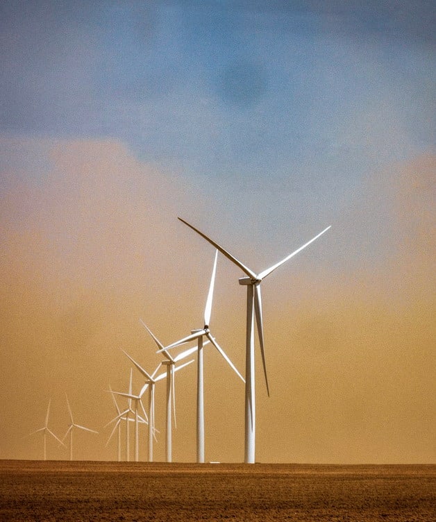 Massive wind turbines hit by sand storm