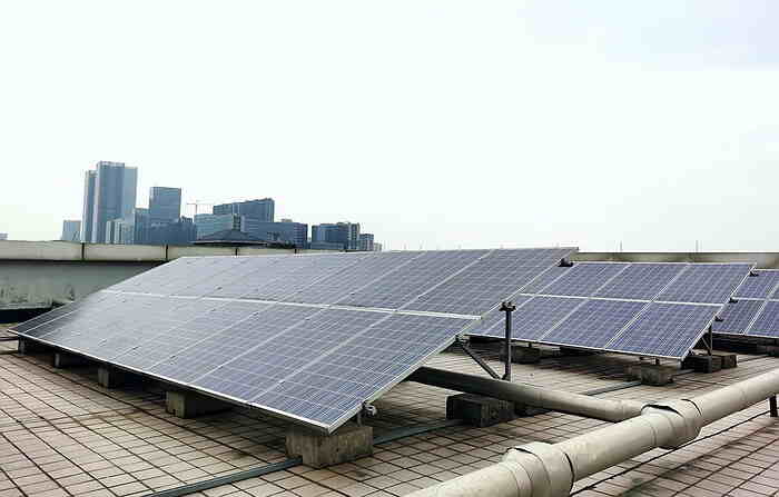 Solar panels powering an entire building