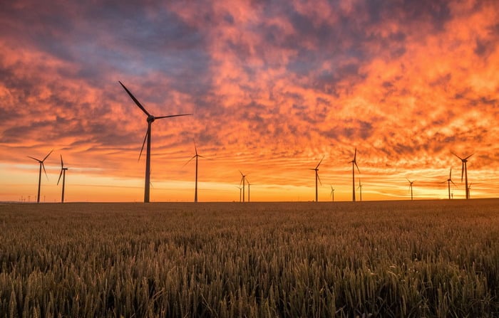 Wind farm in agricultural area in Germany